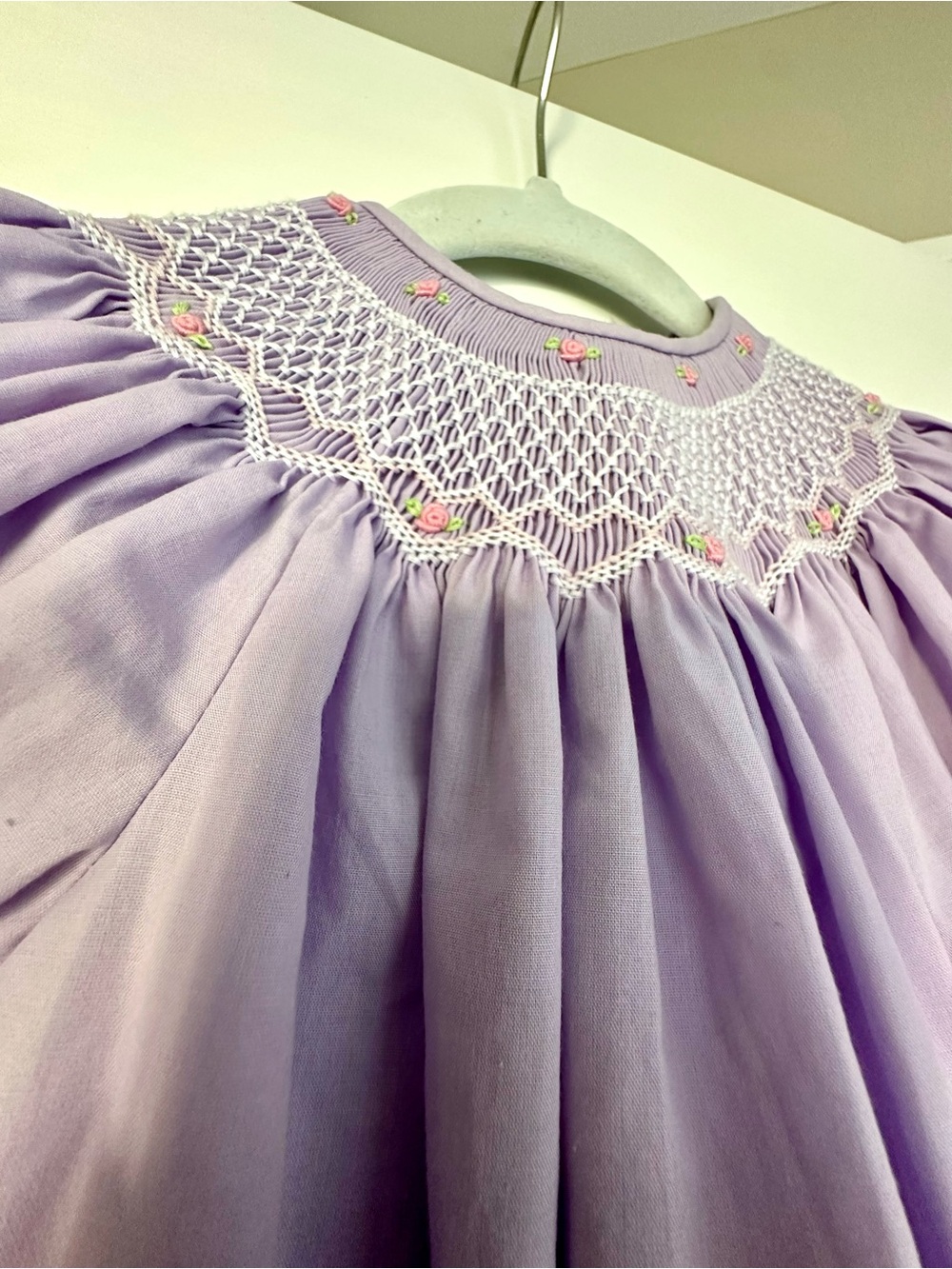 Sadie Lavender Bullion Rose English Smocked Bishop Rosalina